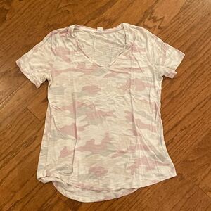 Old Navy size small, Luxe T-shirt, camo,  pinks, grays and cream